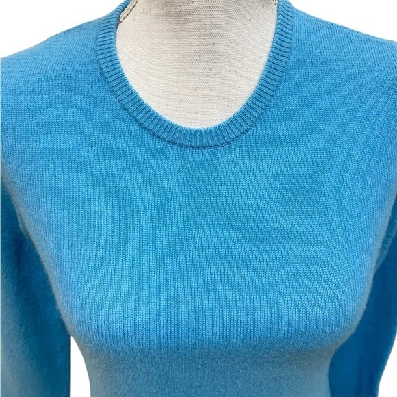 ATM 100% cashmere turquoise crew neck long sleeve sweater fits like small sz xs - Picture 4 of 11